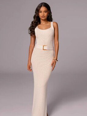 NWT JLUXLABEL Ivory Moonrise Ribbed Maxi Dress (M)